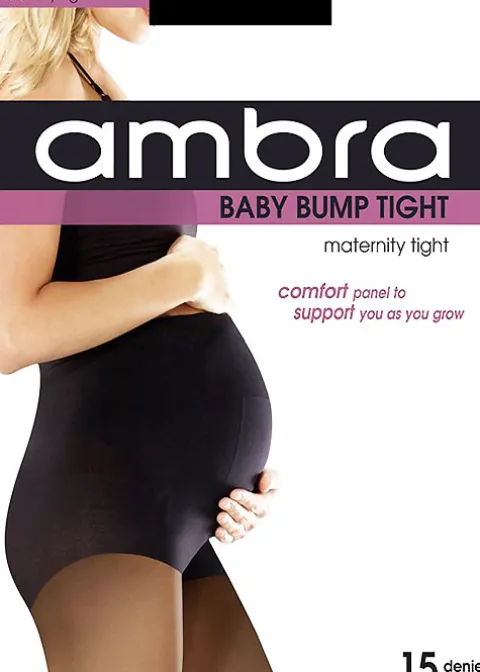 Tights-Ambra Baby Bump 15 Denier Sheer Tights Black