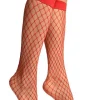 Knee Highs-Andrea Bucci Fishnet Knee Highs Red