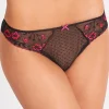 Briefs-Aubade Allee Des Plaisirs Thong Black Pink Embroidery