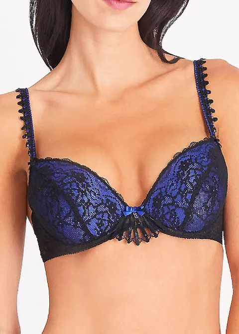 Bras-Aubade Ivresse Byzantin Moulded Push Up Bra Blue Black Lace