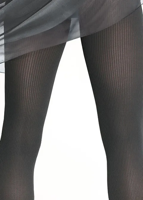 Tights-Bahner Stripes Ribbed Support Tights