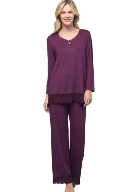 Pyjamas-Blackspade Noir Ava Long Sleeve Pyjama Set Plum