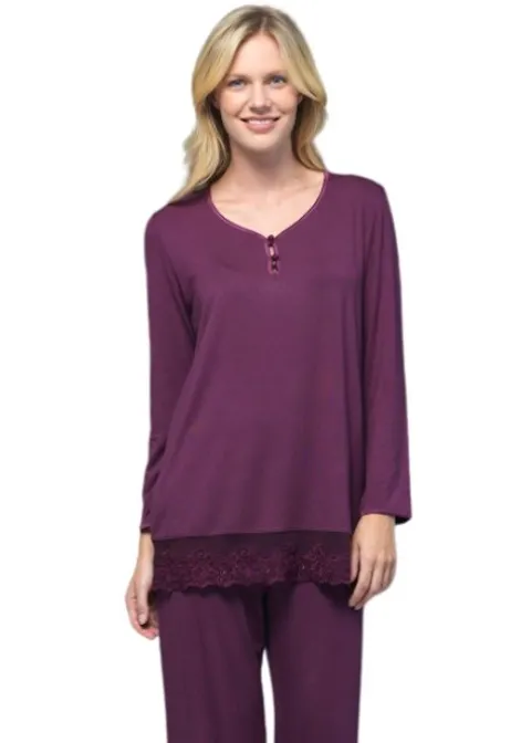 Pyjamas-Blackspade Noir Ava Long Sleeve Pyjama Set Plum