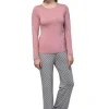 Pyjamas-Blackspade Noir Olivia Long Sleeve Pyjama Set Dusky Pink Grey Spot