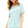 Pyjamas-Blackspade Point Dot Long Pyjama Set Mint Point