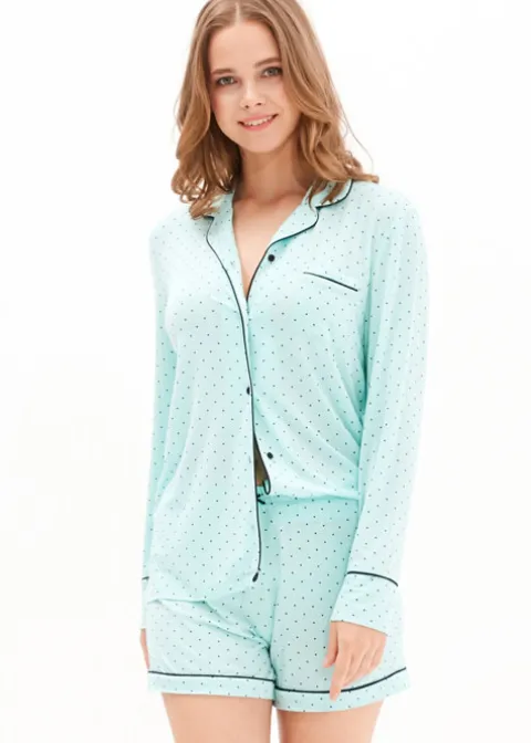 Pyjamas-Blackspade Point Dot Short Pyjamas Mint Point