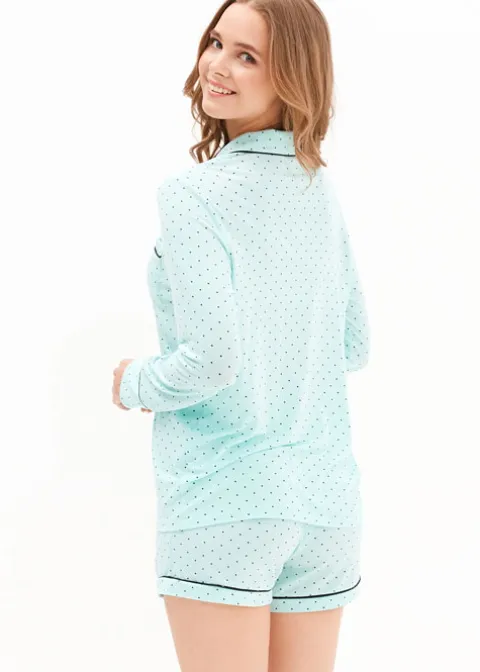 Pyjamas-Blackspade Point Dot Short Pyjamas Mint Point