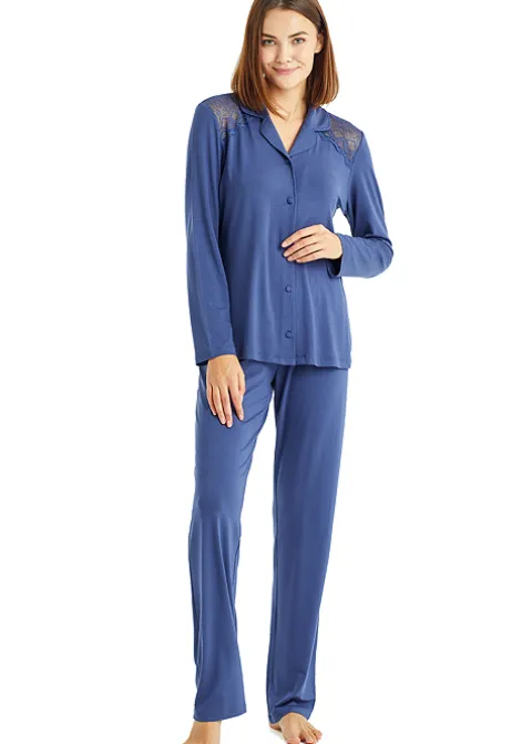 Pyjamas-Blackspade Sapphire Magic Button Long Pj Set Indigo