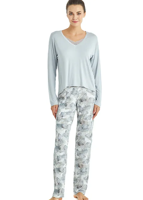 Pyjamas-Blackspade Winter Vibes Lace Long Pj Set Winter Grey