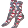 Socks-Charnos All Over Santa Socks Grey Red Mix