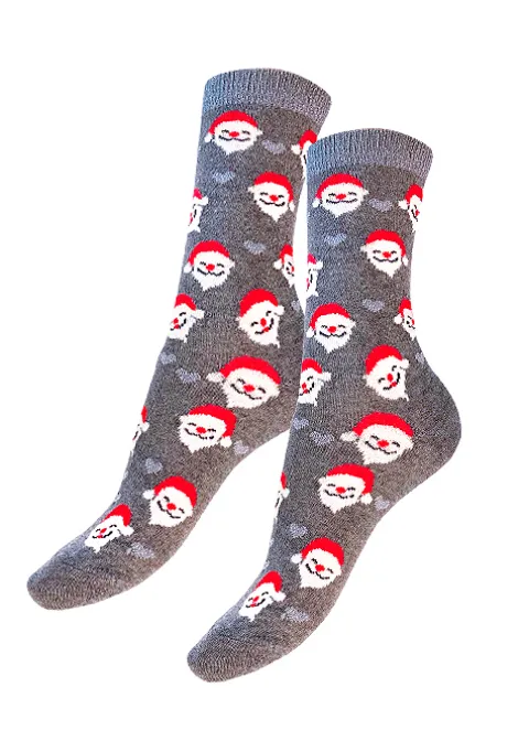 Socks-Charnos All Over Santa Socks Grey Red Mix