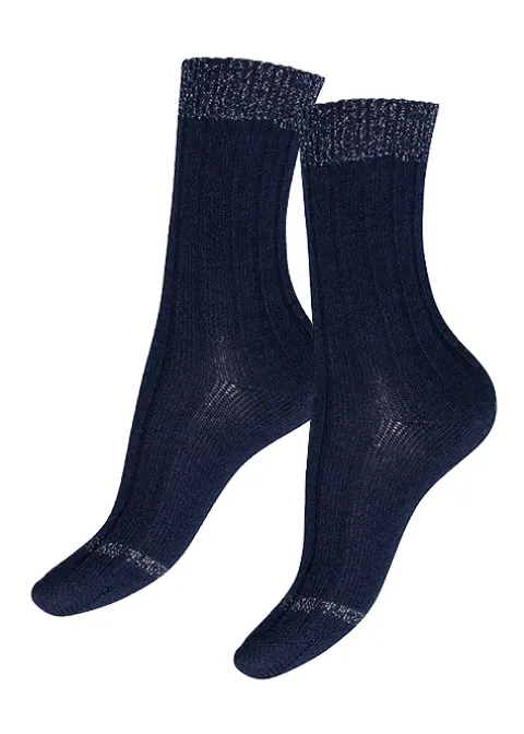 Socks-Charnos Cashmere Lurex Top Socks