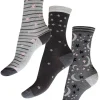 Socks-Charnos Moon And Stars Socks 3Pp Charcoal Mix