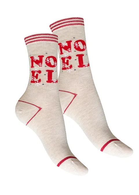 Socks-Charnos Noel Christmas Stud Socks Beige Mix Socks