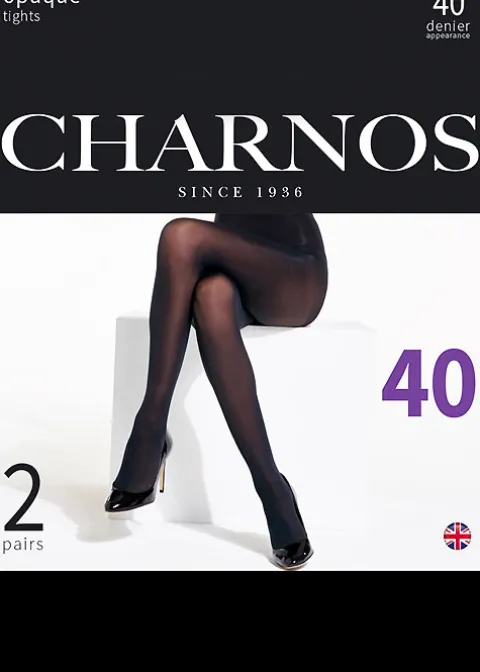 Tights-Charnos Opaque 40 Denier Matt Tights 2 Pair Pack