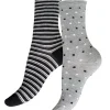 Socks-Charnos Organic Cotton Stripes And Spots Socks 2Pp