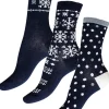 Socks-Charnos Snowflake Gift Set Socks 3 Pair Pack Socks Navy Mix