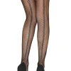 Tights-Charnos Spot Fishnet Backseam Tights Black