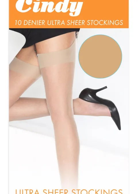 Stockings-Cindy 10 Denier Ultra Sheer Stockings Barely Black