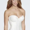 Shapewear-Dominique Rachelle Longline Satin Low Back Basque With Straps Ivory