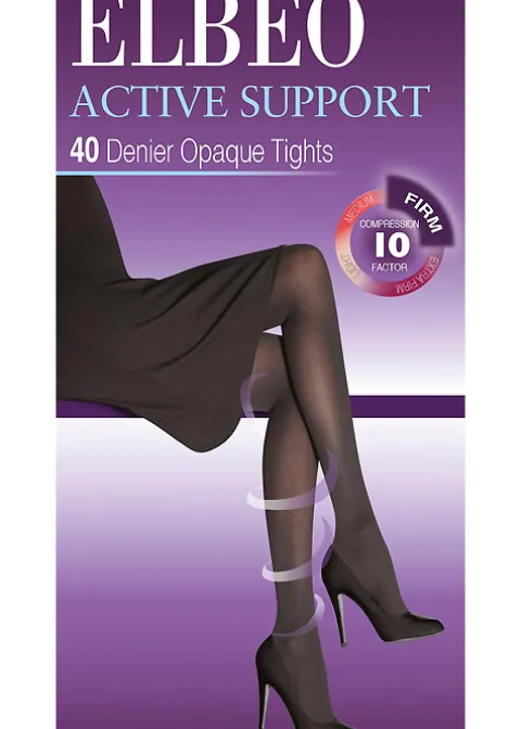 Tights-Elbeo Active Firm Support 40 Denier Opaque Tights Cafe Creme