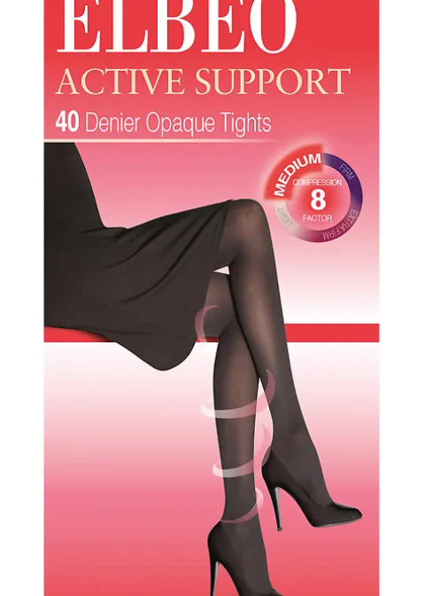 Tights-Elbeo Active Medium Support 40 Denier Opaque Tights Cafe Creme