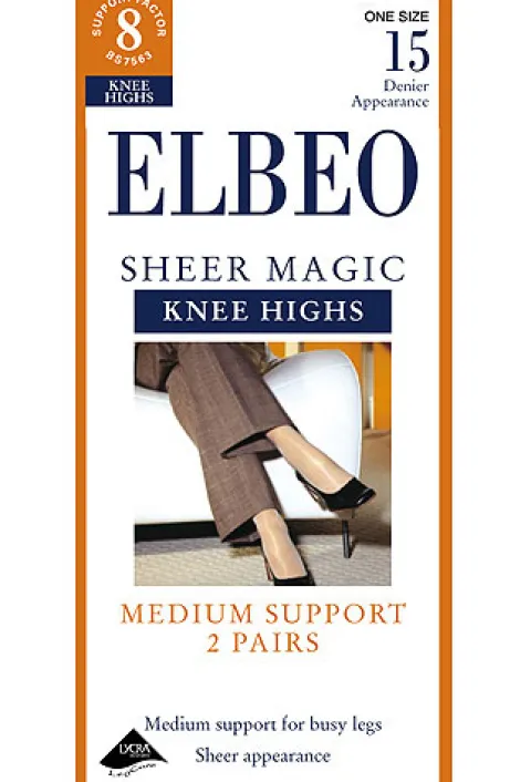 Knee Highs-Elbeo Sheer Magic Support Knee Highs 2Pp