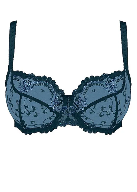 Bras-Empreinte Carmen Underwired Low Necked Bra Blue Irise