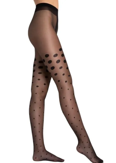 Tights-Fiore Natalie Polker Dot Tights Black