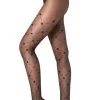 Tights-Fiore Poker Patterned Tights Black