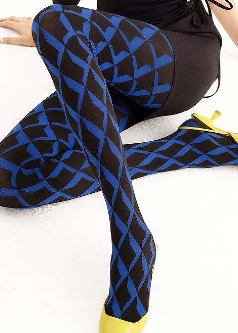 Tights-Fiore Retro Blue 60 Tights Black