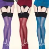 Suspender Belts-Gerbe Sensation Coloured Suspender Belt Amethyste-Noir