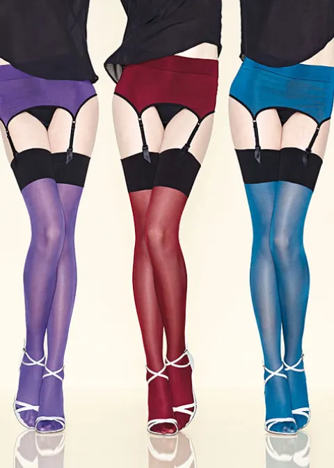 Suspender Belts-Gerbe Sensation Coloured Suspender Belt Amethyste-Noir