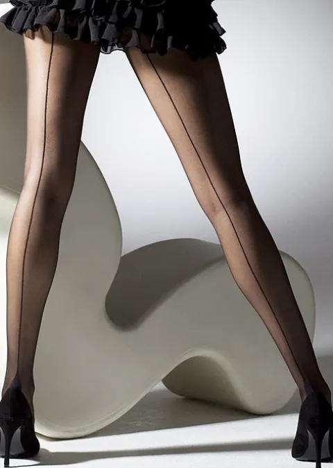 Tights-Gipsy Seamed French Heel Tights Black