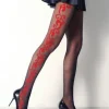 Tights-Girardi Intrigante Patterned Tights Nero-Rosso