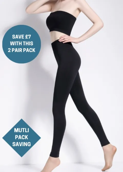 Loungewear-Giulia Seamfree Panty Leggings Model 2 - 2 Pair Pack Nero