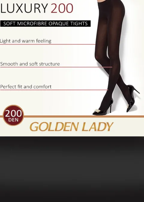 Tights-Golden Lady Luxury 200 Denier Opaque Tights Black