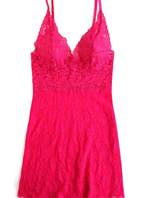 Chemises-Hanky Panky Retro Lace Plunge Chemise Bright Rose