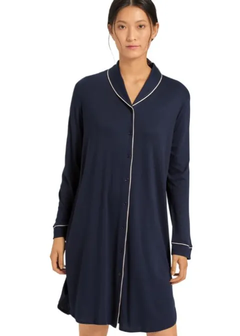 Nightwear-Hanro Natural Comfort Nightdress Deep Navy