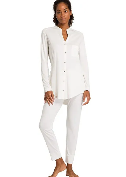 Pyjamas-Hanro Pure Essence Long Sleeved Pyjama Set Off White