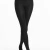 Tights-Le Bourget Chaud 100 Fleece Lined Black Tights Noir