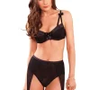 Suspender Belts-Leg Avenue 2 Piece Padded Bra With Garter Panty Black