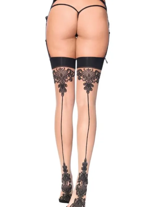 Stockings-Leg Avenue Baroque Cuban Heel Stocking Nude