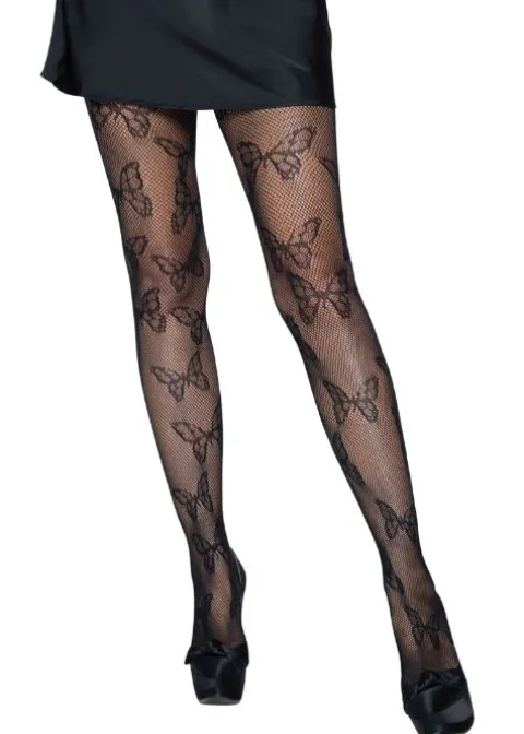 Tights-Leg Avenue Butterfly Net Tights Black