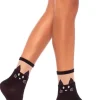 Ankle Highs-Leg Avenue Cat Opaque Anklet Black