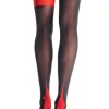 Stockings-Leg Avenue Cuban Heel Backseam Stockings Black Red Seam