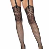 Stockings-Leg Avenue Decorative Fishnet Backseam Stockings Black