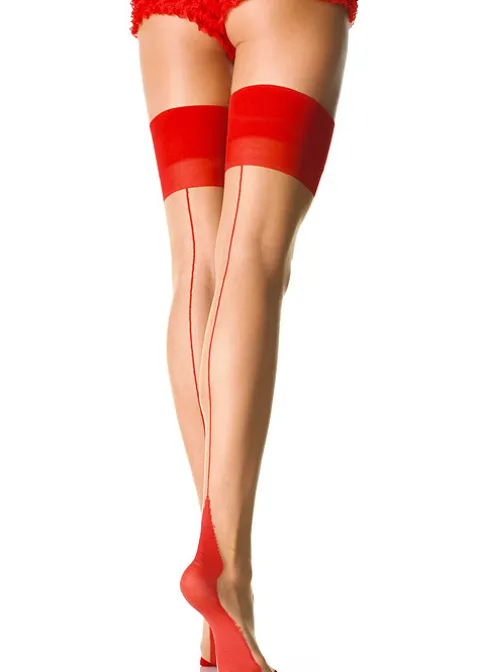 Stockings-Leg Avenue Sheer Backseam Cuban Heel Stockings Nude Red