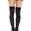 Socks-Leg Avenue Spooky Eyes Thigh High Socks Black