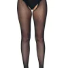 Tights-Leg Avenue Strappy Crotchless Fishnet Tights Black